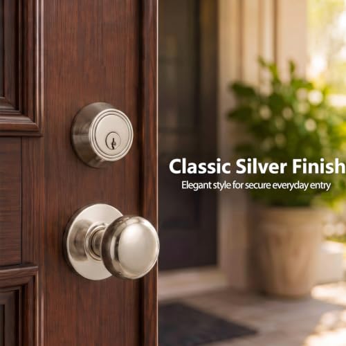 Tandefio 1 Set Double Cylinder Mortise Lock, Left Hand, Silver - color: Silver, style: Left Hand
