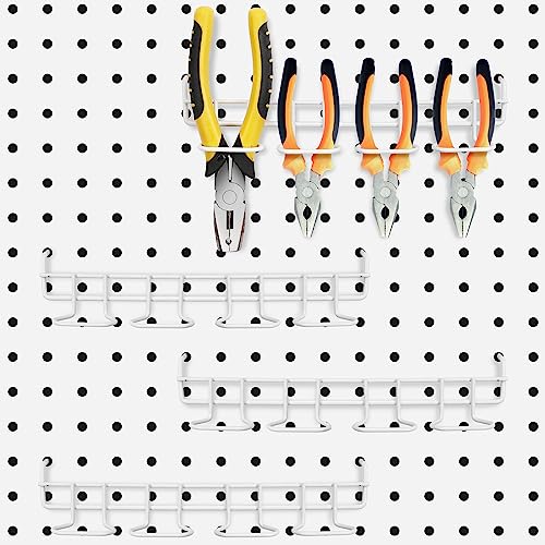 Coume 4 Pcs Pegboard Tool Holder Hooks for Screwdriver Pliers, White - color: White