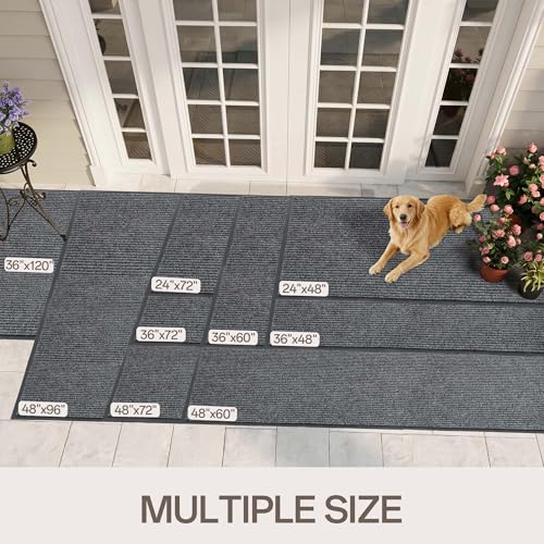 Amyracel Front Door Mat 3'x4', Heavy Duty Waterproof Commercial Floor Mat - color: Grey Double Stripe, size: 3' x 4'(Rectangular)