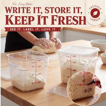 Ziliny 1 Pcs 4 Qt Clear Square Dough Proofing Container with Lid, White - color: White, size: 4 Qt
