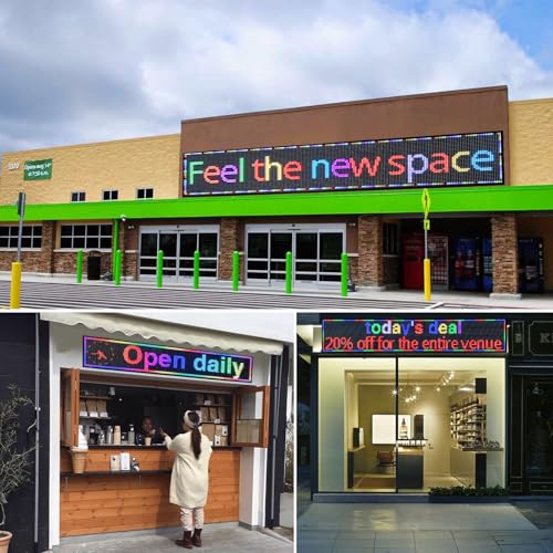 P10 77"X14"Programmable Led Sign Custom Scrolling Outdoor Digital Display Signs For Business Electronic Message Board Creen Panel Wifi Control Advertising Signage - size: P10 77"x14" Indoor & Outdoor