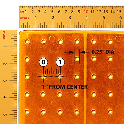 Azar Displays 703385-ORG-4C24, Four-Sided Revolving 8" W x 20" H Pegboard Counter Display w/ 24 Hooks- 4” Length, Orange - color: Orange, style: Pegboard + Hooks