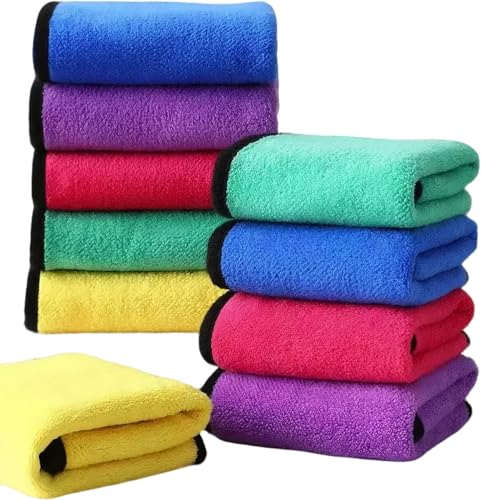 10 Pack Premium Microfiber Towels Coral velvet Washing and Detailing Towels for Car Detailing Household Cleaning Ultra-Soft Super Absorbent, Lint Streak-Free 11.8"x15.7” Cleaning Cloth (5colors) - color: 5colors