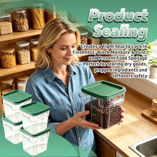4 Pack 4QT Commercial Clear Food Storage Containers with Lid, NSF - color: Green, size: 4Qt-4 Pack