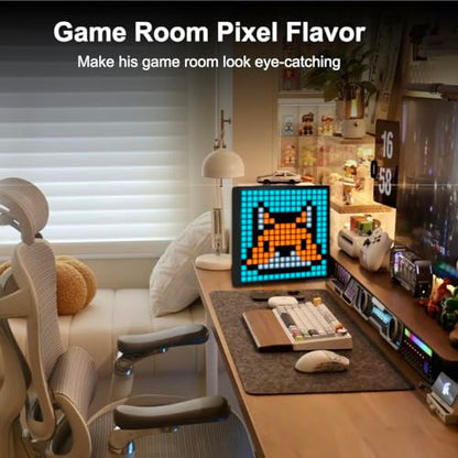 16x16 Programmable LED Pixel Screen, Digital Alarm Clock Matrix Panel, Pixel Light Art Display with APP Control, DIY Graffiti Animation Message Board Gift for Gamers Men&Women, Him/Her, Boys & Girls - size: 16*16