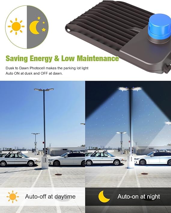 YXL LED Parking Lot Shoebox Light with Dusk to Dawn Photocell, 45000LM 5000K Daylight Arm Mount, IP65 Waterproof Area Light for Parking Lot Sports Stadium 300W 12Pack - size: 300W Arm 12Pack