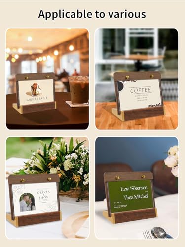 Mini Tabletop Sign Holder 4X6, Horizontal with Wood-Color Base - size: 6X4 Inch