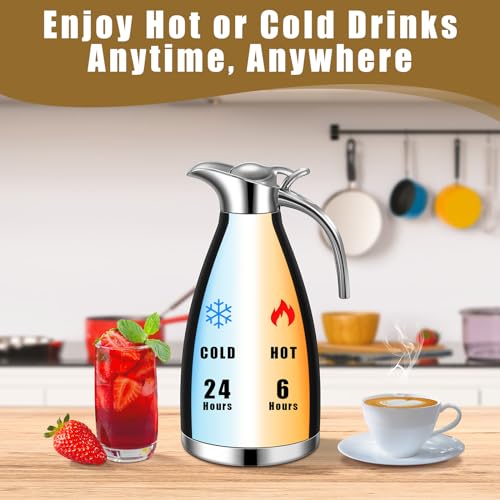 Uiifan 2 Pcs 68oz Thermal Coffee Carafe for Keeping Hot/Cold - color: Black
