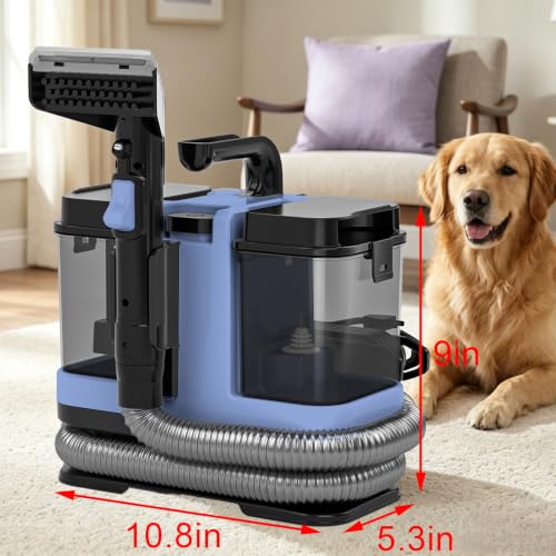 18Kpa Carpet Cleaner Machine, Portable Carpet and Upholstery Cleaning Machine, Deep Cleaning for Rugs, Couch, Car Interiors Stains, Pet & Family Friendly, 120V (HAZE BLUE) - color: HAZE BLUE