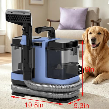 18Kpa Carpet Cleaner Machine, Portable Carpet and Upholstery Cleaning Machine, Deep Cleaning for Rugs, Couch, Car Interiors Stains, Pet & Family Friendly, 120V (HAZE BLUE) - color: HAZE BLUE