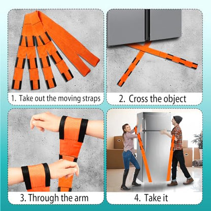 Moving Straps Upgrade Width, 2-Person Lifting and Moving System with 2 Pairs of Cotton Gloves, Lifting Wrist Straps for Moving Appliances, Furniture, Support up to 800lbs