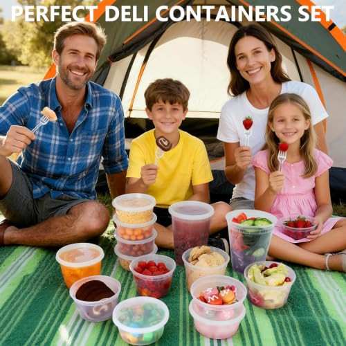 NESCCI 72 Sets (144-Piece) Deli Containers with Lids,8oz X 72 Set Each - size: 8oz X 72 Set
