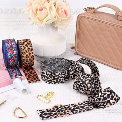 Webbing 1.5 Inch Nylon Webbing Straps for Strap-Polyester Webbing 6 Yards- 1.5" Pale Leopard Nylon Webbing -1 1/2 inch Strapping for Sewing Bag Purse Straps - color: Pale Leopard-6 Yards