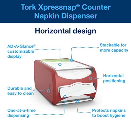 Tork Xpressnap Countertop Napkin Dispenser Red N4, Signature Range, 5.7" x 7.5" x 12.1", 6436000 - color: Red