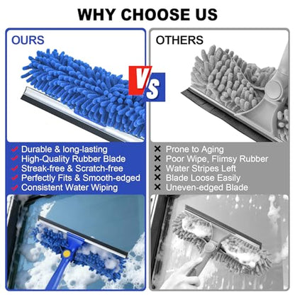 Wontolf 4-in-1 Window Squeegee, 79'' Window Cleaner Tool with Extension Pole, Window Cleaning Kit with Storage Bag, Rotatable Window Washing Kit Equipment for Home, Outdoor High Windows, Glass, Shower