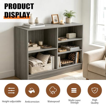 48" W * 20" D * 38" H - Wooden Cash Wrap Counter, Commercial Cash Wrap Counter with (Gray Wood Grain) - color: Gray Wood Grain, size: 48"
