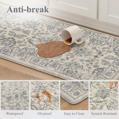 KIMODE Kitchen Floor Mats Cushioned Anti Fatigue Rugs Sets of 2 - color: Multi-blue, size: 20"x71"+20"x32"--0.47 inches