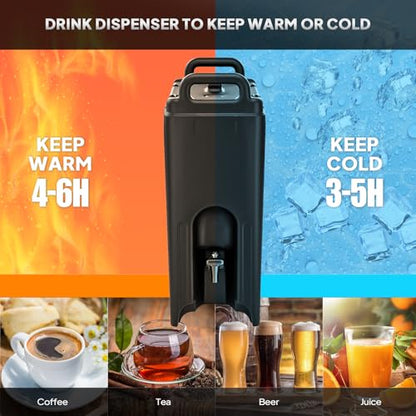 ROVSUN 5Gallon Insulated Beverage Dispenser Ice and Hot Drink Server - size: 5 Gallon