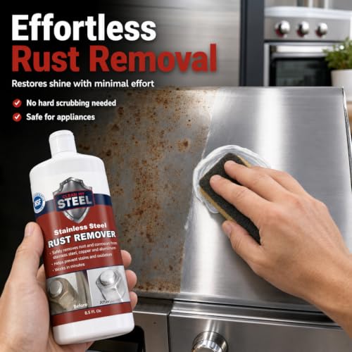 CLEAN MY STEEL Stainless Steel Rust Remover Cream 8.5 oz - size: 8.5 Fl Oz (Pack of 1)