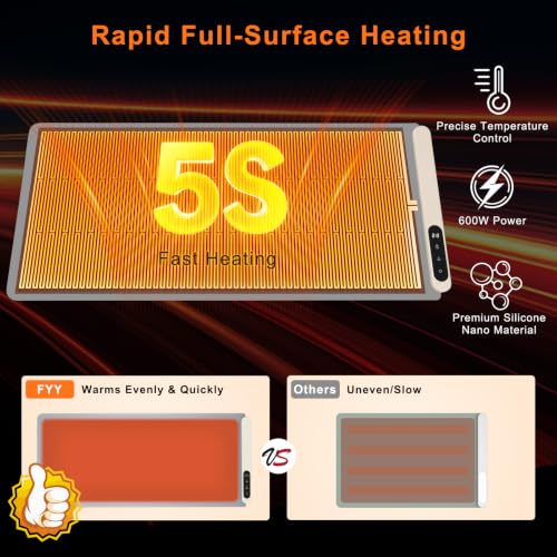 FYY Extra Large Warming Mat for Food, Rapid and Full Surface Heating Gray - color: Gray, size: XX Large Size: 36"x16"