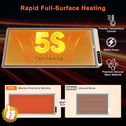 FYY Extra Large Warming Mat for Food, Rapid and Full Surface Heating Gray - color: Gray, size: XX Large Size: 36"x16"