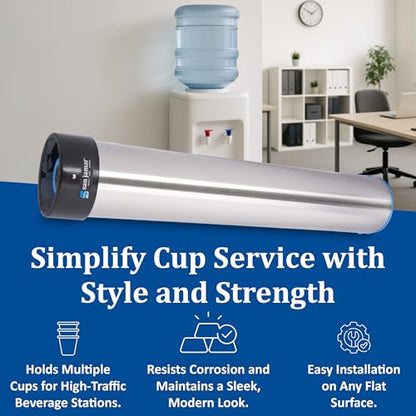 San Jamar Surface Mount Cup Dispenser Vertical, 12 - 24 Oz. Cups for Restaurants, Dining Halls, and Fast Food, Stainless Steel, 23.75 Inches, Silver