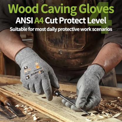Schwer 12 Pairs ANSI A4 Cut Resistant Gloves, Wear Resistant, CR3011, L - color: Grey A4, size: Large