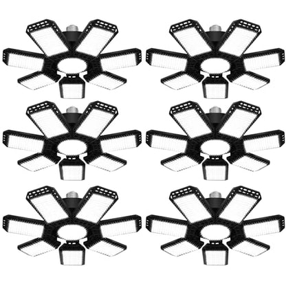 AUDLES 6 Pack LED Garage Light, 240W 24000LM 6500K LED Shop Lights, Garage Lights Ceiling Led with 7+1 Deformable Panels, E26/E27 Bulb Socket Lighting for Shop, High Bay, Attic, Basement, Warehouse - size: 240W-6PACK