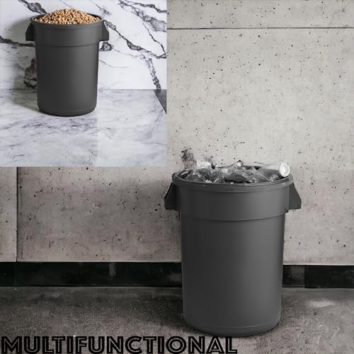 32 Gallon Round Trash bin Garbage can Outdoor Yard Trash can Trash Barrels Garbage Drum Heavy Duty Trash can Industrial Trash can Kitchen Trash bin (2, Black) - color: Black