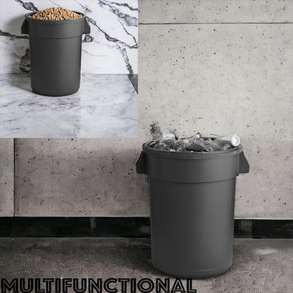 32 Gallon Round Trash bin Garbage can Outdoor Yard Trash can Trash Barrels Garbage Drum Heavy Duty Trash can Industrial Trash can Kitchen Trash bin (2, Black) - color: Black