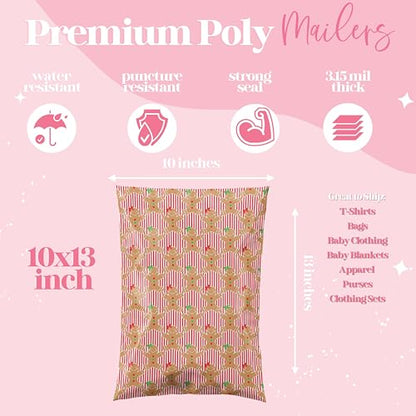 Pretty Package Store Poly Mailers 10x13, Gingerbread, 100 Pack - color: Gingerbread, size: 10x13