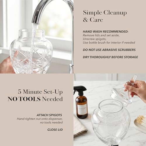 Fifth Avenue Glass Beverage Drink Dispenser Crystal Winston w/Spigot, 1 Gal - color: Winston