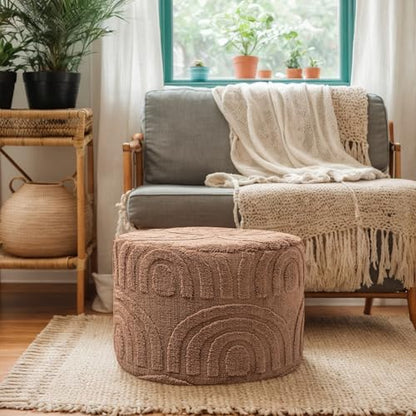 Asuprui Round Ottoman Pouf Foot Stool, Coffee 20x14 in,Sofa Couch Foot Rest - color: Coffee, size: 20"D x 20"W x 14"H