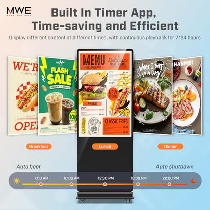MWE 37 Inch Indoor Digital Signage Display Kiosk LCD Standing Commercial Poster Multimedia Advertising Display Totem with USB/HDMI/WiFi - color: Black, size: 37 inch, style: NonTouch-Screen