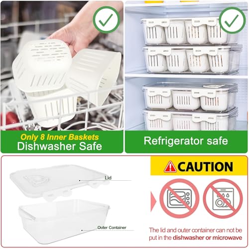 Veggie Tray Divided Serving Tray with Lid, Salad Bar Container for Fridge - color: 8 Colanders