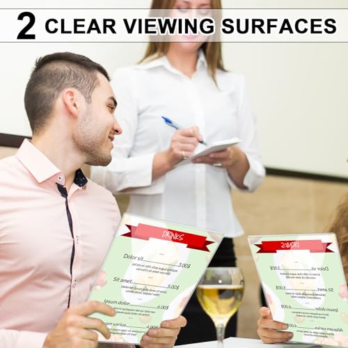 Zhanmai 96 Pcs Clear Vinyl Menu Cover 8.5'' x 14'' Reusable Menu Holder Restaurant Menu Covers Double Sided 2 View Menu Sleeves, Two Viewing Surfaces