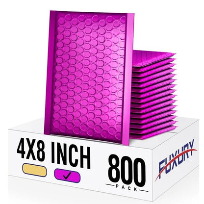 Fuxury Foil Bubble Mailers 4x8" 800 Pack Padded Envelopes Usable Size 4x7" - color: Purple, size: 4x8" 800PC