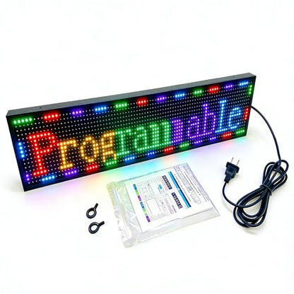 Programmable LED Sign 39"x8", WiFi Control Scrolling Message Board P10 Full Color, Electronic Sign for Business Store Restaurant Window Advertising, Custom Text