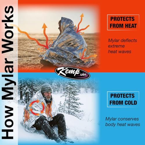 Kemp USA Emergency Mylar Blanket 25 Pack Thermal Reflective Space Blanket