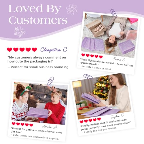 Metronic Cute Design Bubble Mailers 8.5x12 Inch 40 Pack Purple Butterfly - color: Purple Butterfly, size: 8.5x12" 40PC