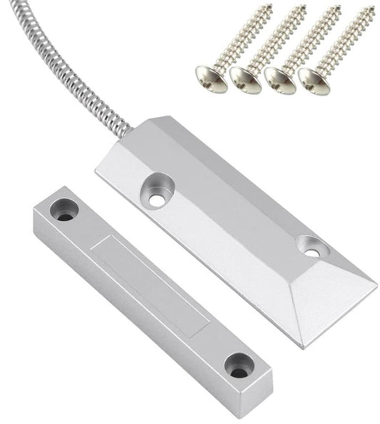 Gebildet Home Security Wired Rolling Door Contact 0~100V/0.5Amp Magnetic Reed Switch OC-55 Alarm Sensor Magnetic Switch with 2 Wires for N.C. Applications - color: Silver-E981