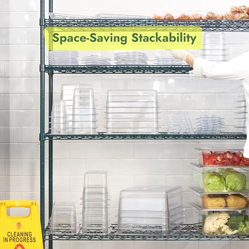 CURTA 4-Pack 1/2 Size 6" Deep NSF Polycarbonate Food Pans with Handled Lids & Drain Trays | Dishwasher & Freezer Safe Clear Container for Prep Tables, Buffet, Salad Bar, Commercial & Home Kitchen - color: 1/2 Size, size: 6" Deep Pan with Lid