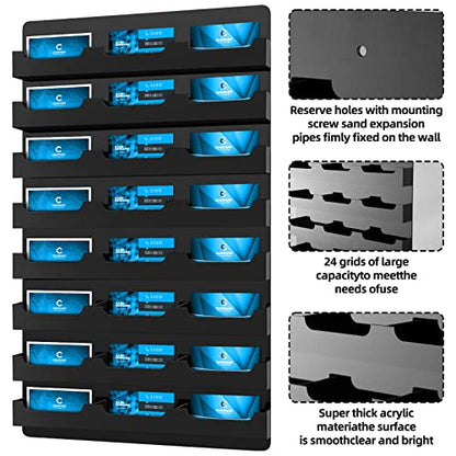 Ireer 24 Pockets Business Card Holder Wall Mount, Black, Acrylic