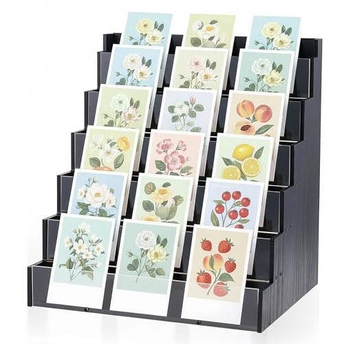 Yuntau 6 Tier Greeting Card Display Stand, Black - color: Black, size: 6 Tier