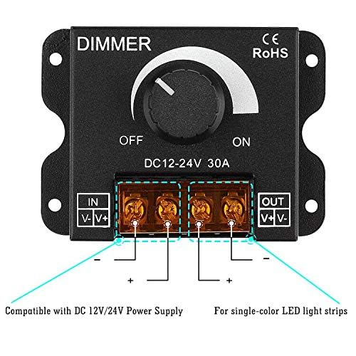 SUPERNIGHT LED Light Strip Dimmer, DC12V-24V 30A PWM, 2 PCS