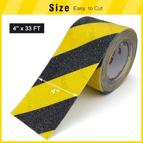 S&X Anti Slip Tape 4in x 33ft Grip Tape for Stairs & Ramps, Black/Yellow - color: Black/Yellow, size: 4" X 33'