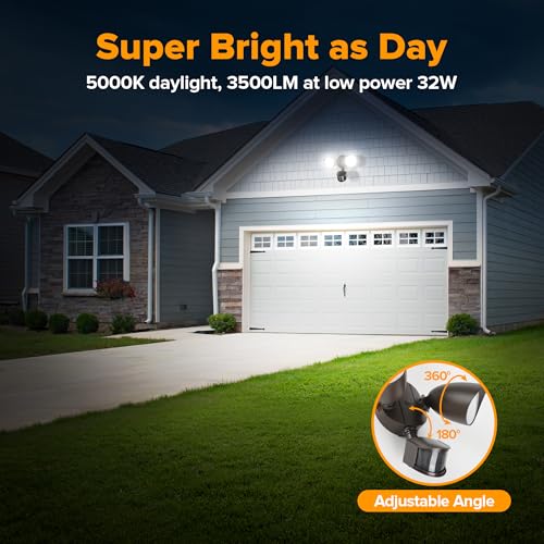LUTEC 32W 3500 Lumen LED Security Lights Motion Sensor Light Outdoor, 5000K Daylight, IP65 Waterproof, Dusk to Dawn, Motion Detector Flood Light for Garage, Yard, Porch-Brown - color: Brown, size: 1 Pack