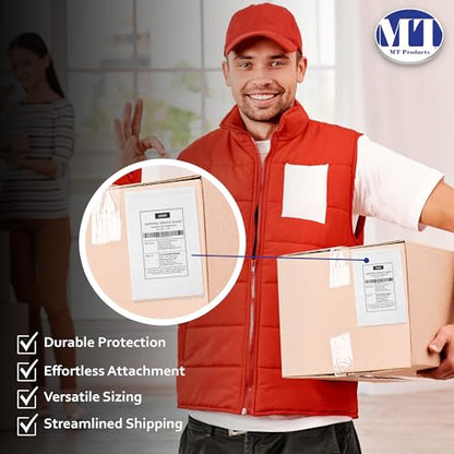 MT Products Blank Envelope Shipping Label Sleeves - 6.5" x 10" Packing Slip Pouches for Shipment/Return - Pack of 100 - size: 6.5 X 10 Inch
