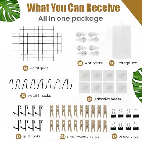 CIKLCIX Wire Wall Grid Panel Set of 4, Photo Display Board & Memo Board - color: Black, size: 4 Pack