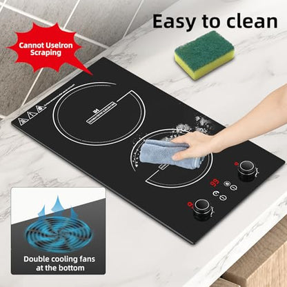 Double Induction Cooktop,110V 2600W 2 burner induction cooktop with hot plat with LED Touch Screen 10 Levels,Child Safety Lock & Timer 110V countertop burners - size: 2 Burner Induction Cooktop